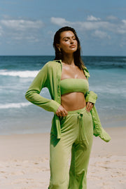 Lucille Shimmer Cover Up Top - Lime Sparkle