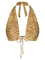 Macy Halter Tie Bikini Top - Yellow Zebra