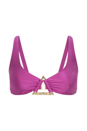 Riley Triangle Hardware Bikini Top - Violet