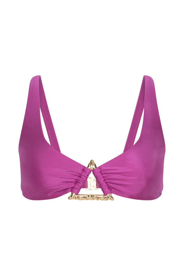 Riley Triangle Hardware Bikini Top - Violet