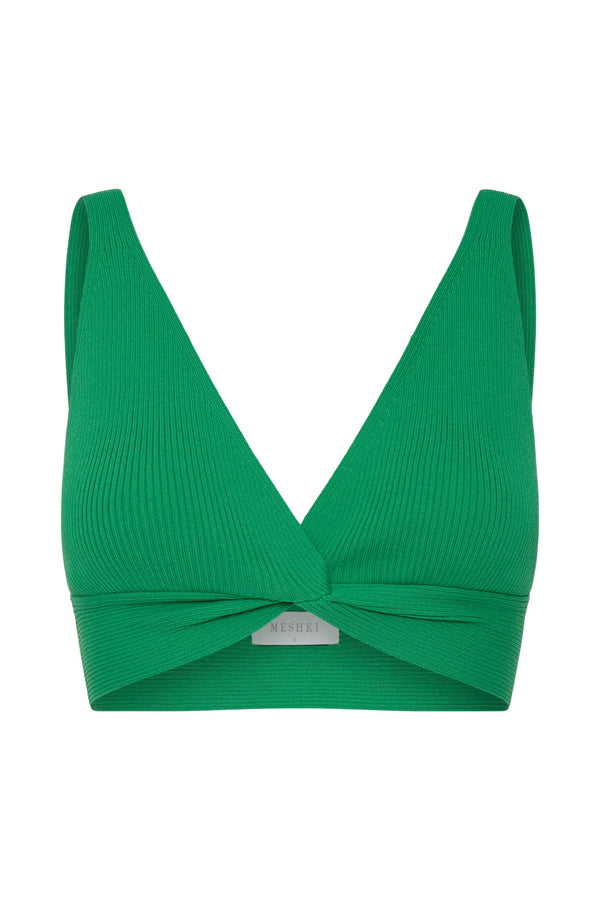 Kaesha Twist Front Knit Top - Green