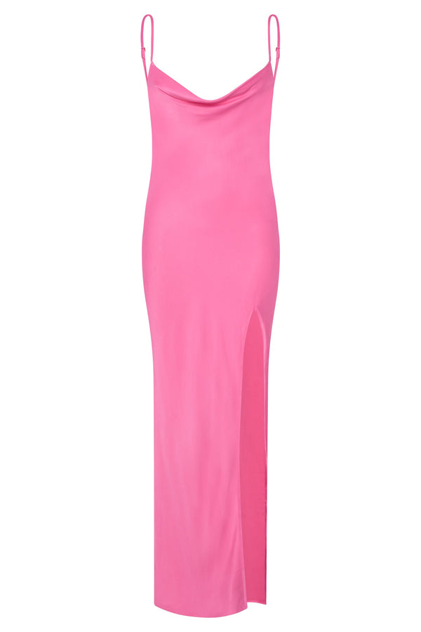 Jade Cowl Neck Backless Maxi Dress - Pink