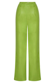 Sima Faux Leather High Waist Pants - Lime Green