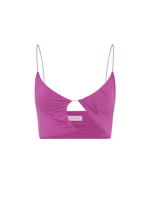 Montana Ruched Cut Out Crop Top - Violet
