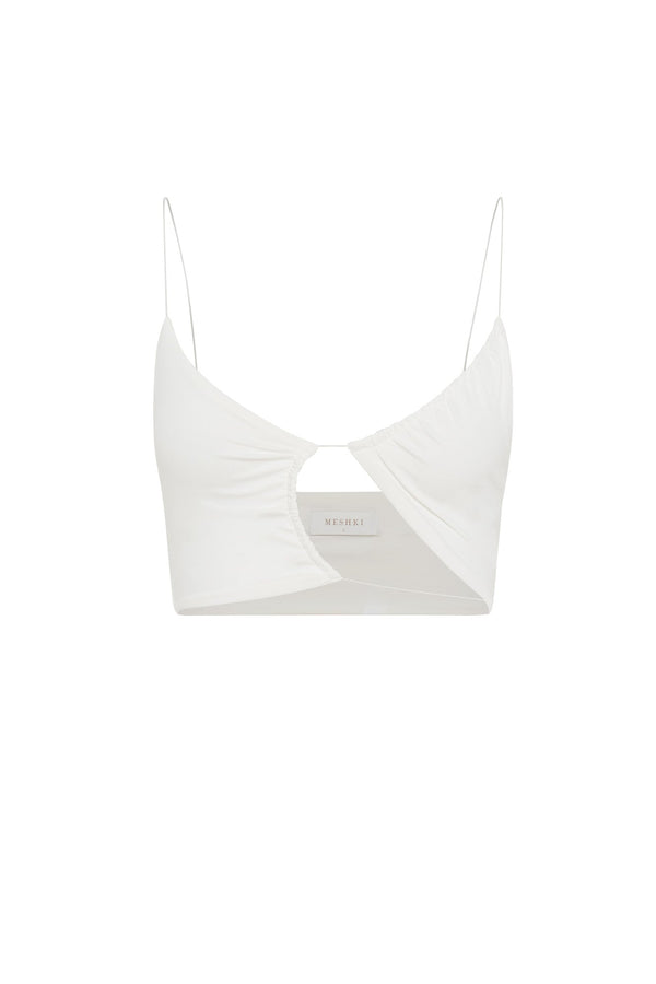 Montana Ruched Cut Out Crop Top - White