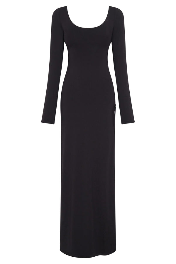 Kathryn Recycled Nylon Lace Up Maxi Dress - Black