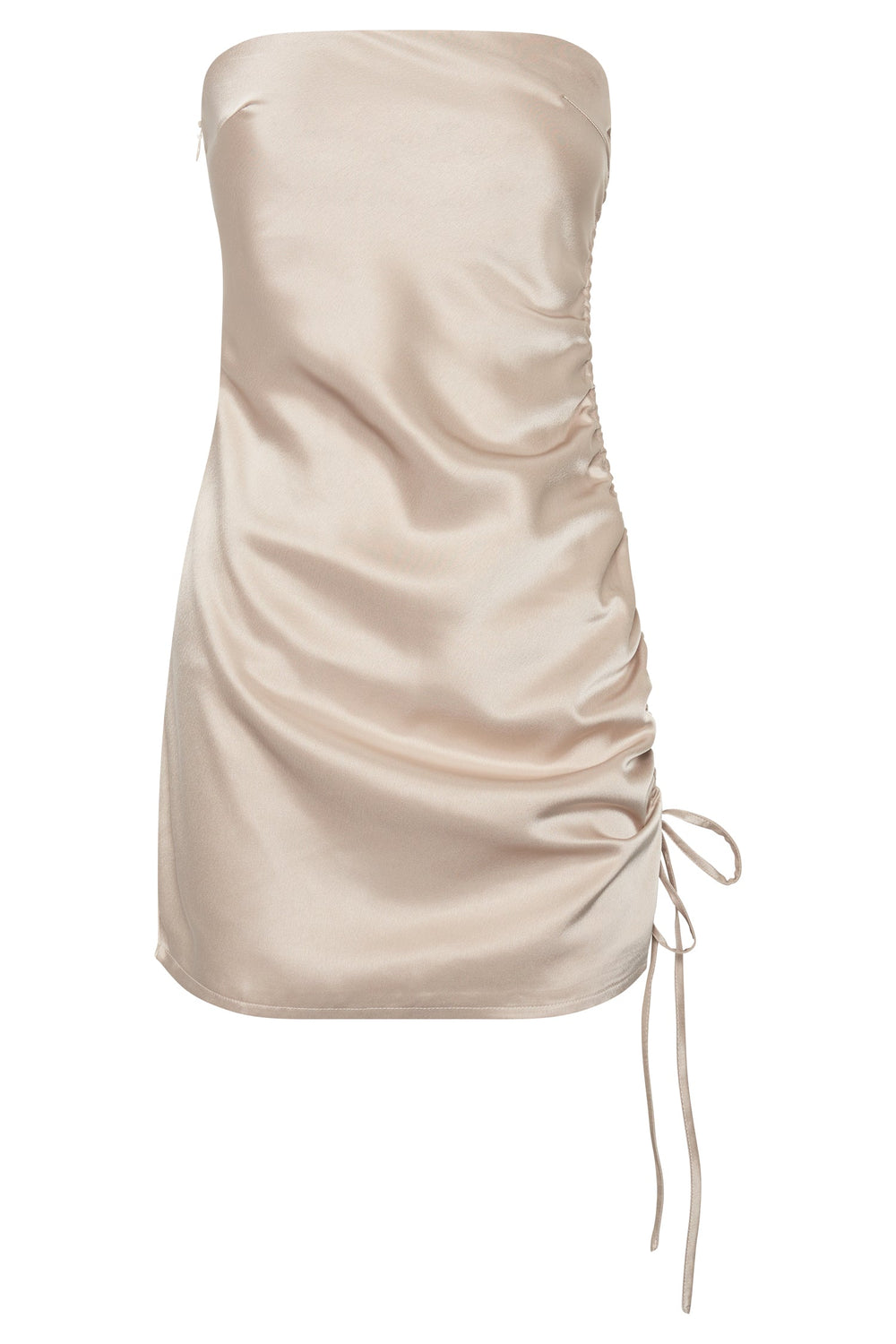 Katia Strapless Ruched Side Mini Dress - Champagne