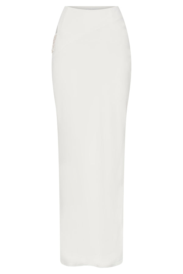 Jayleen Maxi Skirt With Fringe - White