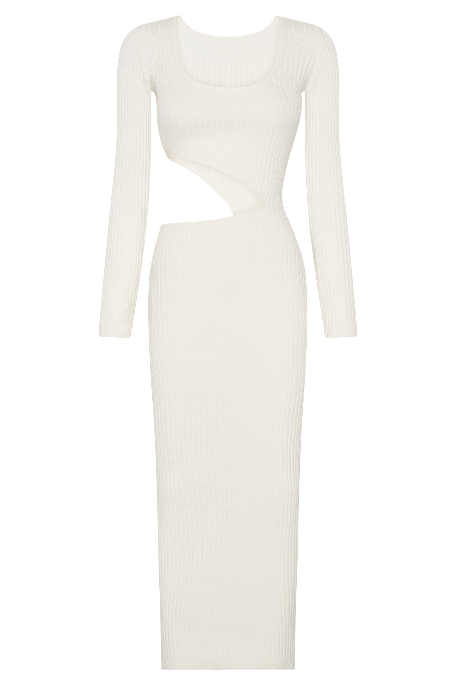 Gaia Cut Out Asymmetric Knitted Midi Dress - White #9