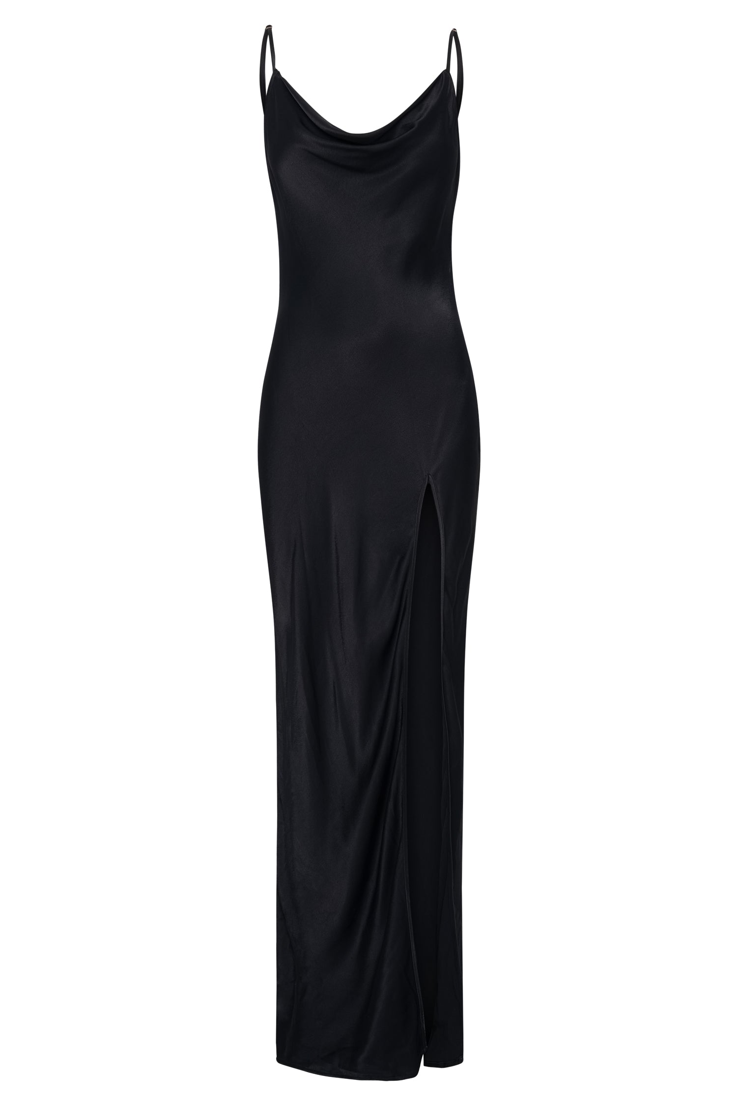 Jade Cowl Neck Backless Maxi Dress - Black #9