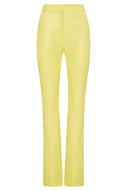 Tyra Straight Leg Faux Leather Pants - Lemon