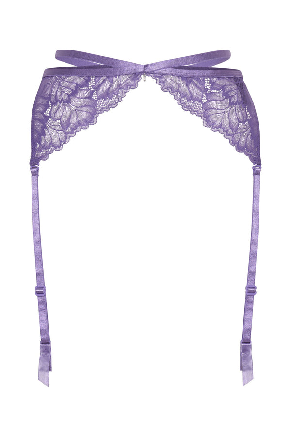 Isadora Lace Crossover Suspenders - Grape