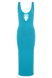 Nola Cut Out Knit Midi Dress - Aquamarine