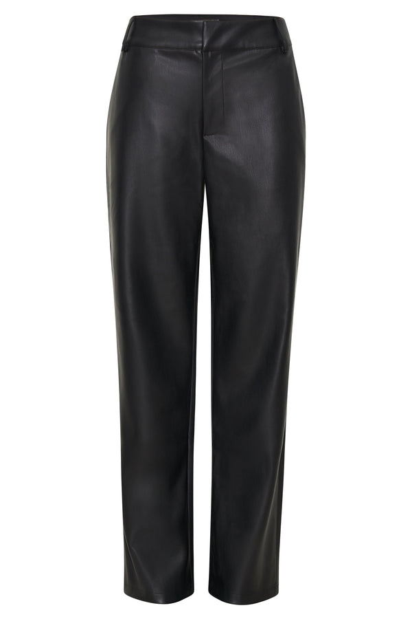 Matilda Slouchy Low Rise Faux Leather Pant - Black