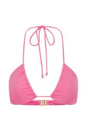 Willow Recycled Nylon Ruched Drawstring Bikini Top - Pink