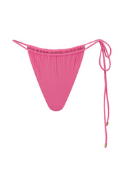 Andie Recycled Nylon Ruched String Side Bikini Brief - Pink