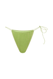 Andie Ruched String Side Bikini Brief - Lime Sparkle