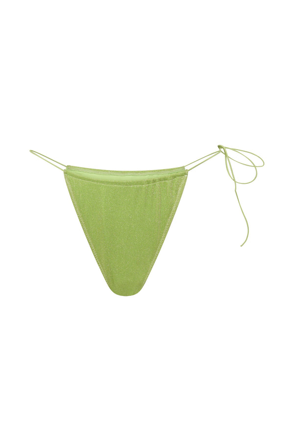 Andie Ruched String Side Bikini Brief - Lime Sparkle