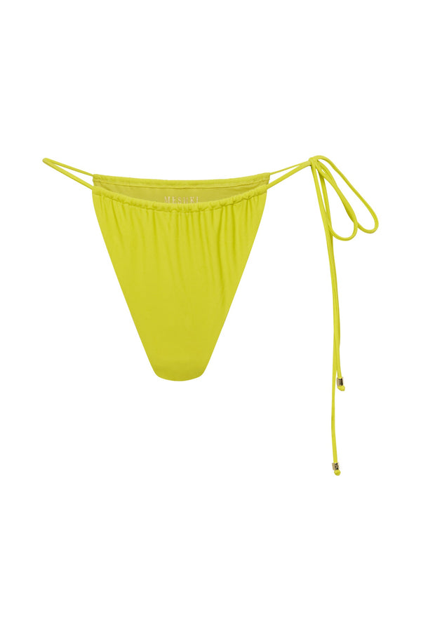 Andie Recycled Nylon Ruched String Side Bikini Brief - Fresh Green