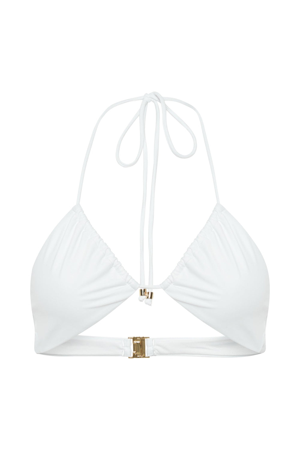 Willow Recycled Nylon Ruched Drawstring Bikini Top - White