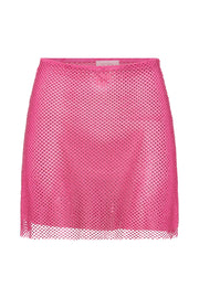 Hilton Diamante Mesh Mini Skirt - Rose Pink