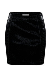Reagan Crosshatch Faux Leather Mini Skirt - Black