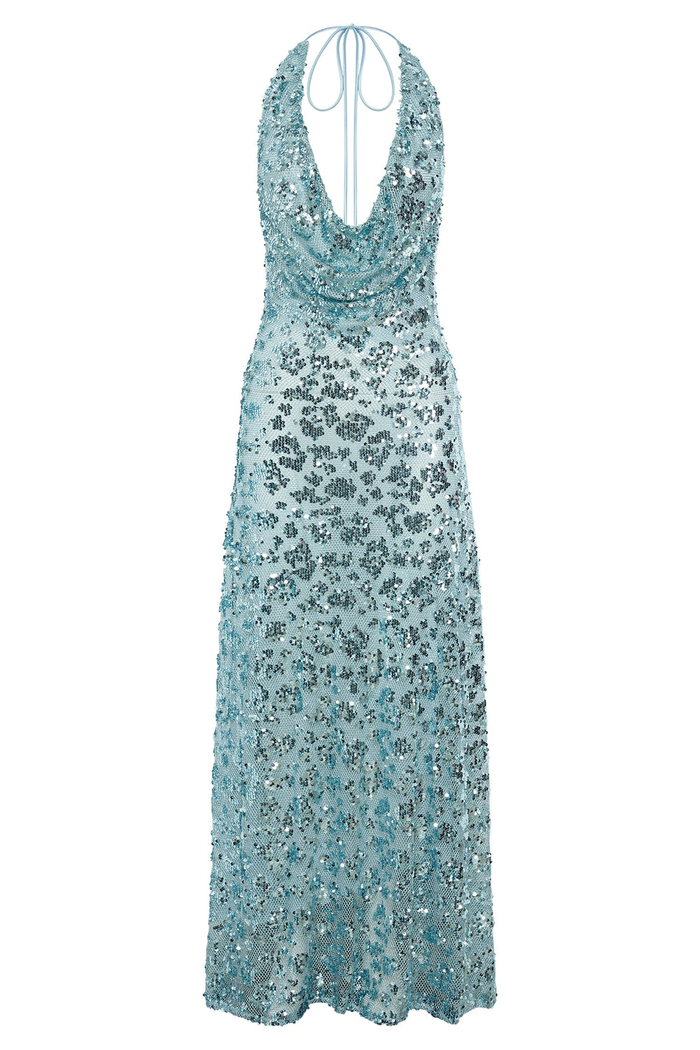 Nicola Plunge Neck Sequin Maxi Dress - Powder Blue