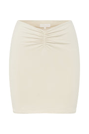 Kara Ruched Front Mini Skirt - Cream