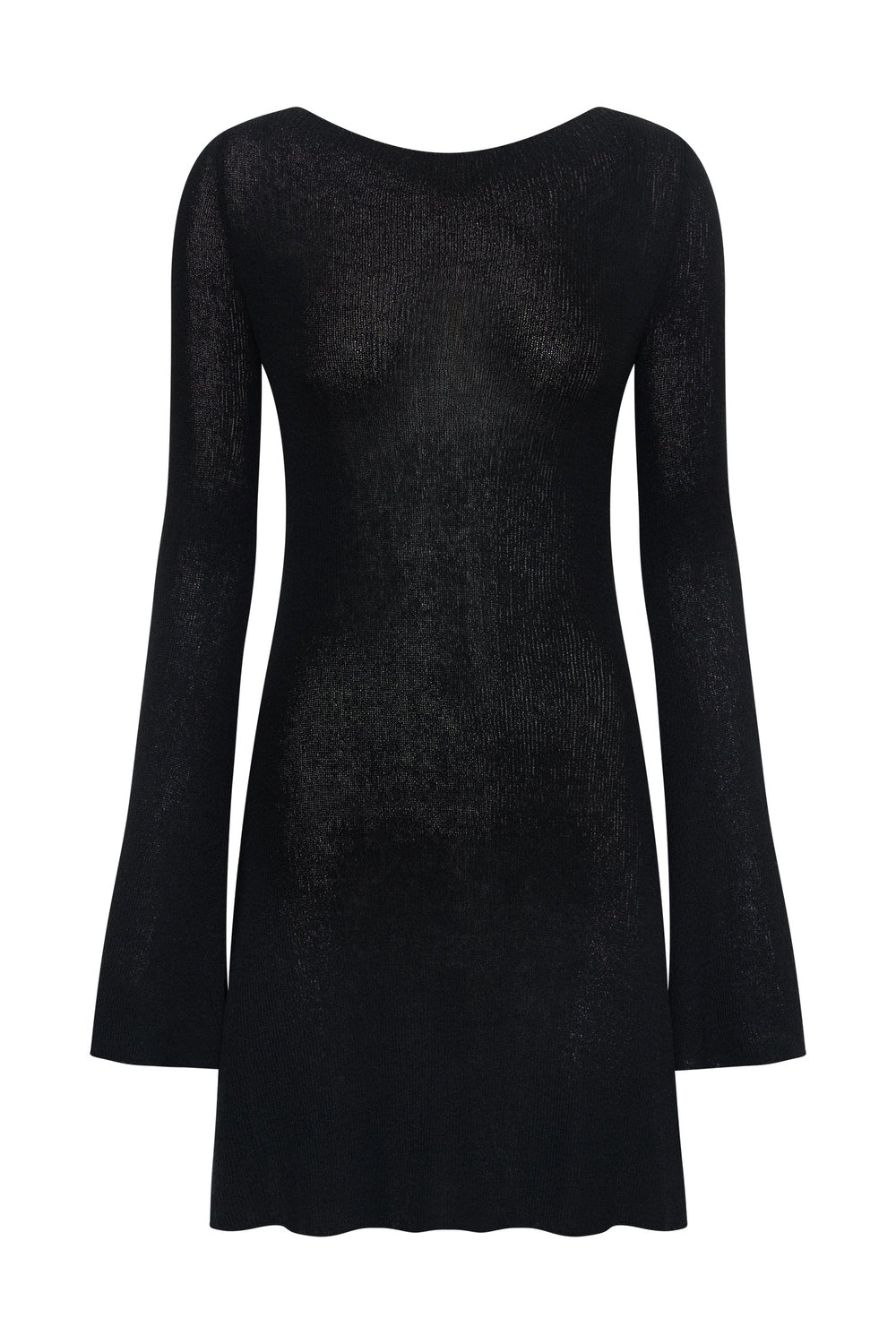 Zahra Long Sleeve Open Back Mini Knit Dress - Black