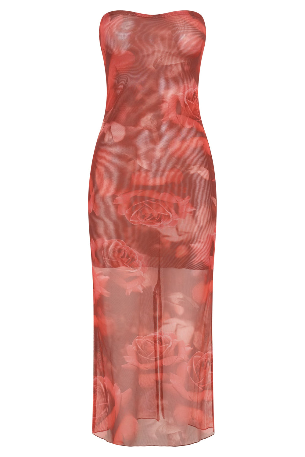 Aphrodite Strapless Mesh Dress - Oversized Rose Print