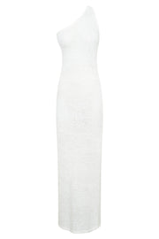 Paisley One Shoulder Knit Maxi Dress - White
