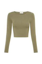 Haisley Long Sleeve Knit Top - Olive