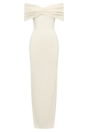 Terese Off Shoulder Knit Maxi Dress - Cream