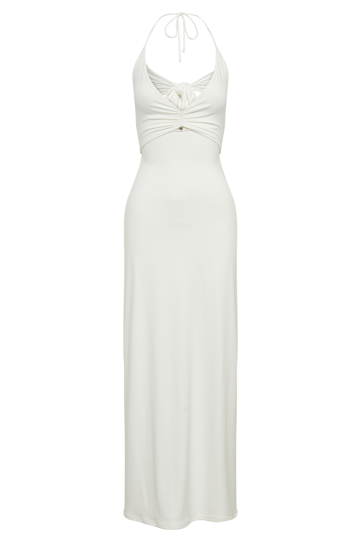 Heidi Recycled Nylon Pin Detail Midi Dress - White