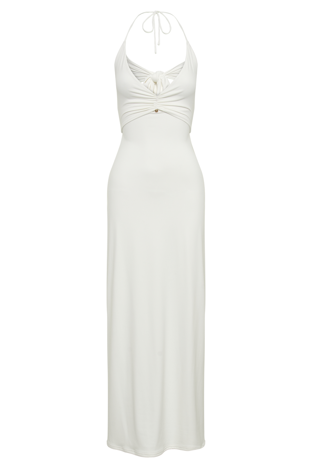 Heidi Recycled Nylon Pin Detail Midi Dress - White