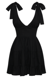 Aurelia Linen Mini Dress - Black