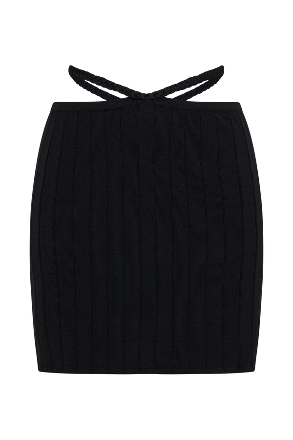 Celine A-Line Extreme Rib Mini Skirt - Black