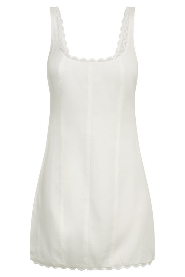 Rose Cotton Corset Mini Dress - White