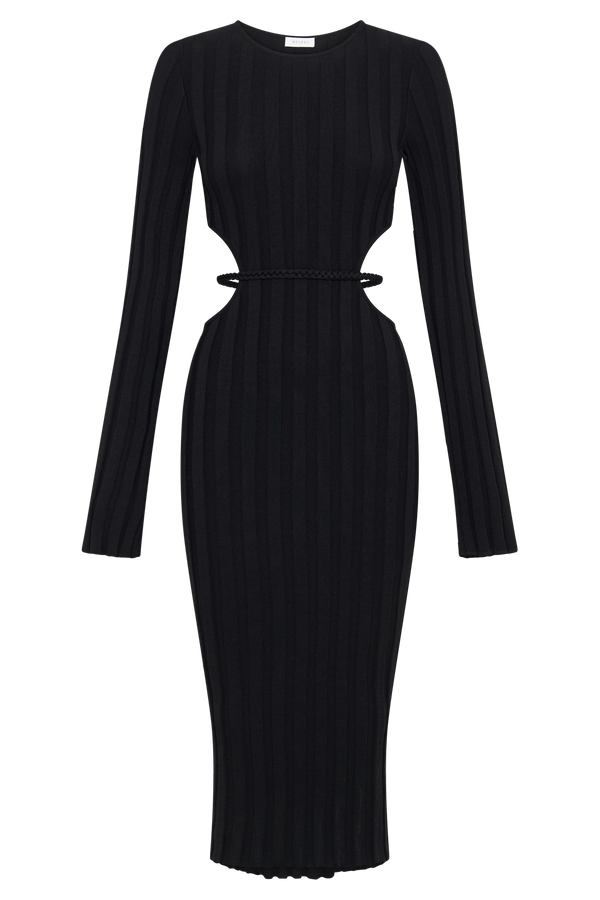 Elodie Knit Midi Dress - Black