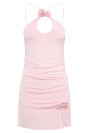 Adeline Rose Halter Mini Dress - Baby Pink