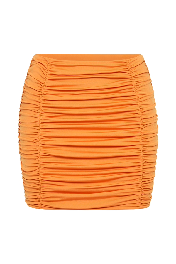 Lillian Jersey Gathered Mini Skirt - Orange