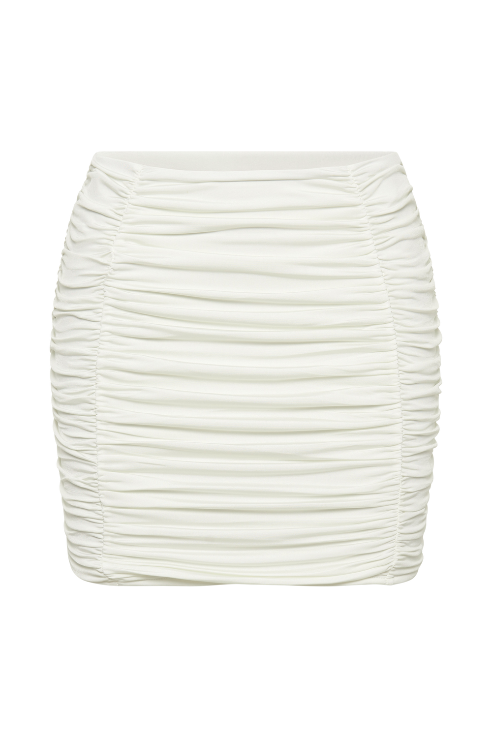 Lillian Jersey Gathered Mini Skirt - White