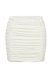 Lillian Jersey Gathered Mini Skirt - White