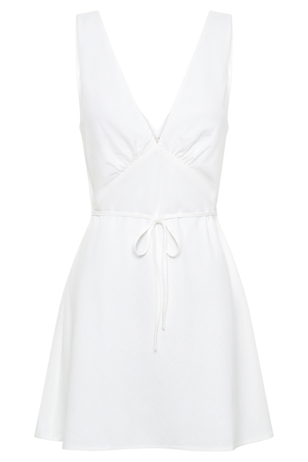 Nessa Linen Mini Dress - White