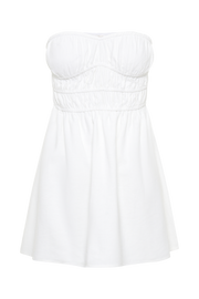 Eloise Strapless Linen Mini Dress - White
