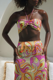 Frankie Two Tone Satin Bandeau - Psychedelic Print