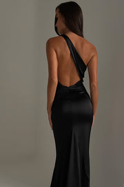 Harper One Shoulder Gown - Black