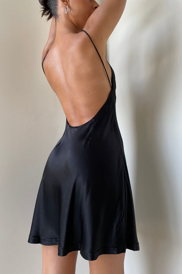 Porter Mini Slip Dress - Black