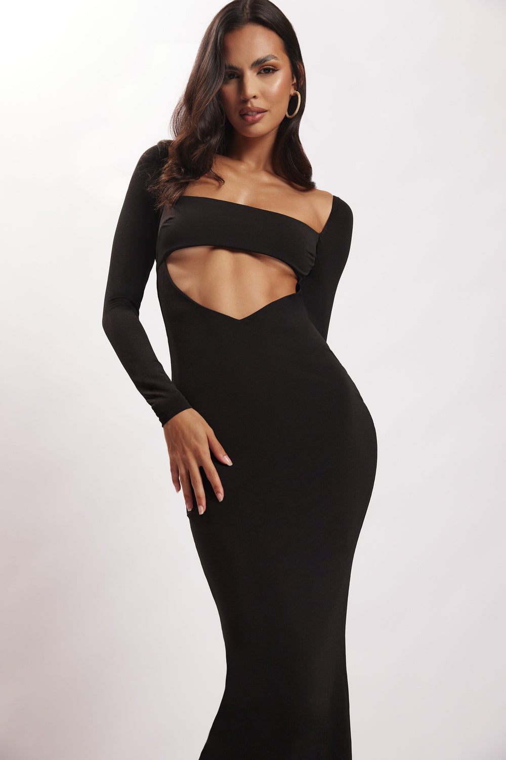 Ashleigh Cut Out Bandeau Maxi Dress - Black