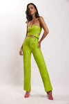 Sima Faux Leather High Waist Pants - Lime Green